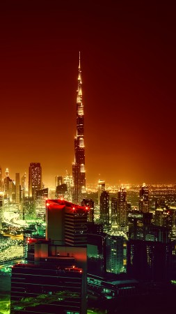 Burj Khalifa, Dubai, Cityscape, Night, 4K (vertical)