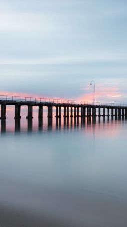 Pier, ocean, sky, 5K (vertical)