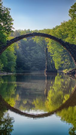 Rakotzbrücke Devil's Bridge, Germany, Europe, 5K (vertical)