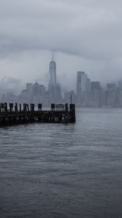 New York City, USA, pier, 4K (vertical)