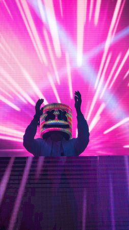 DJ Marshmello, dj, neon, 4K (vertical)