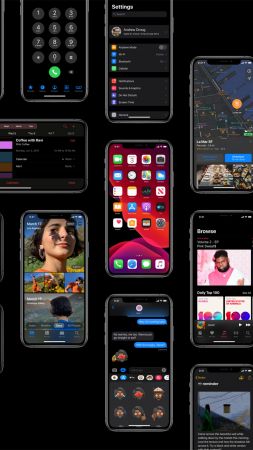 iOS 13, dark, interface, GUI, WWDC 2019 (vertical)