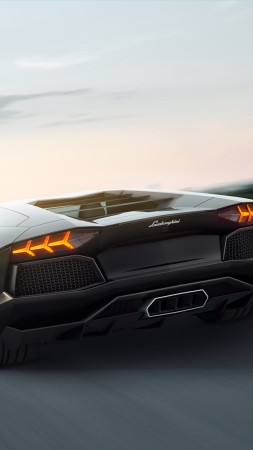 lamborghini, 5k, 4k wallpaper, 8k, supercar, aventador, black (vertical)