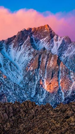 mountains, clouds, sky, colors, 4K (vertical)