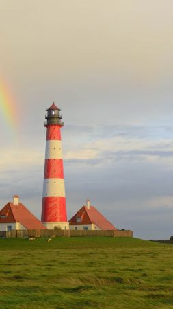 Westerheversand Lighthouse, Westerhever, Schleswig-Holstein, Germany, 4K (vertical)