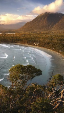 Tofino Bay, Vancouver, Canada, sea, sky, water, ocean, 4K (vertical)