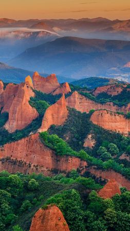 Las Médulas, León province, Spain, mountains, for, green, 5K (vertical)