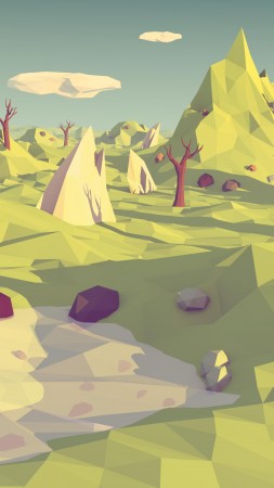 polygon, 4k, 5k wallpaper, landscape, nature, low poly (vertical)