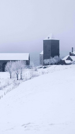 Notre-Dame-des-Pauvres, Aubrac, Aveyron, France, Europe, winter, snow, 5K (vertical)