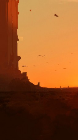 sunset, 4k, HD wallpaper, art, matte painting (vertical)