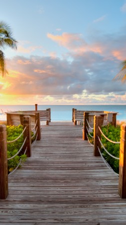 Turks and Caicos Islands, 5k, 4k wallpaper, Best beaches of 2017, tourism, resort, vacation, travel, clouds, sky, sea, ocean, palms (vertical)