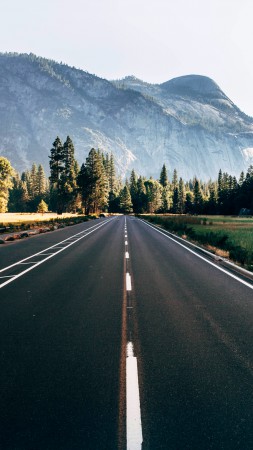 Yosemite, 5k, 4k wallpaper, 8k, forest, OSX, apple, mountains, road (vertical)