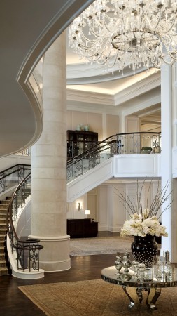 Mandarin Oriental Hotel, classical, white, rich, castle, inside, stairs, room, living room, fire, comfort, place (vertical)