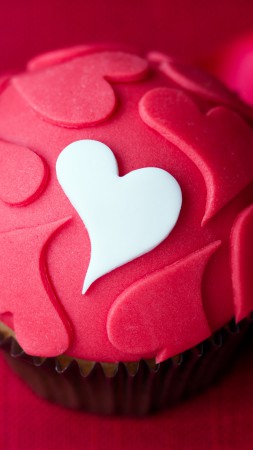 Cake, hearts, pink, cupcake (vertical)