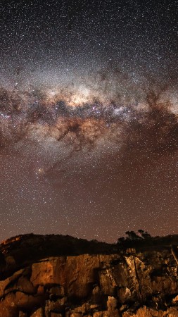 night sky, stars, night, Milky Way, mountains, land (vertical)