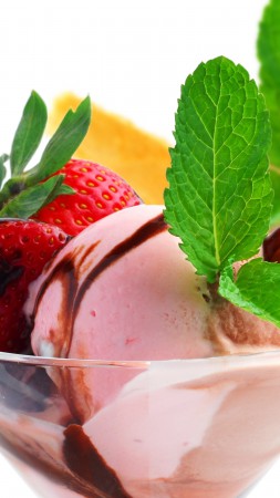 Ice cream, fruits, strawberry, chocolate (vertical)