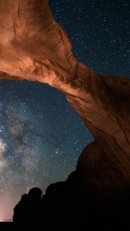 night sky, mountains, land, sky, stars, night, light (vertical)