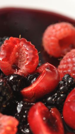 Salad, berries, raspberry, cherry (vertical)