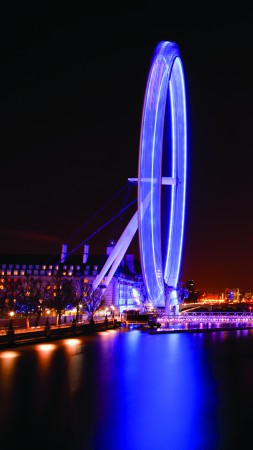 London Eye, England, Travel. Tourism, Night (vertical)