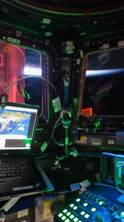 Photo of the Day, ISS-42/43, Cupol, space ship, laptop, track (vertical)