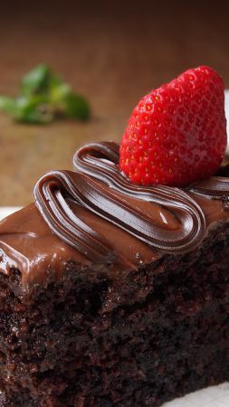 Cake, chocolate, strawberry (vertical)