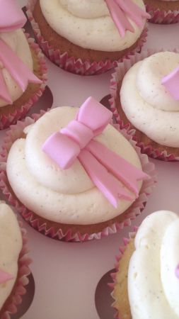 Cupcakes, cream, bow, pink (vertical)