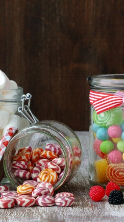 candy, marmellou, jellies, blackberries (vertical)