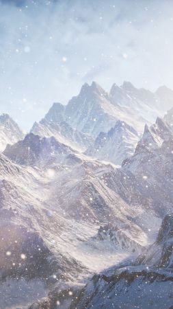 3D, 5k, 4k wallpaper, 8k, Mountains, snow, clouds (vertical)