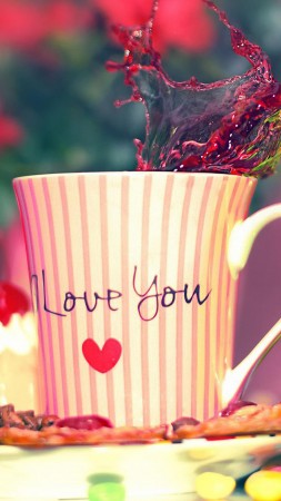 Valentine's Day, love, cup, heart, sweets, coffee (vertical)