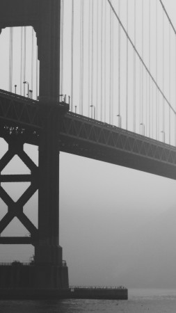 London bridge, London, UK, fog, travel, tourism (vertical)