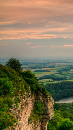 Meadows, 5k, 4k wallpaper, trees, lake, clouds, sky (vertical)