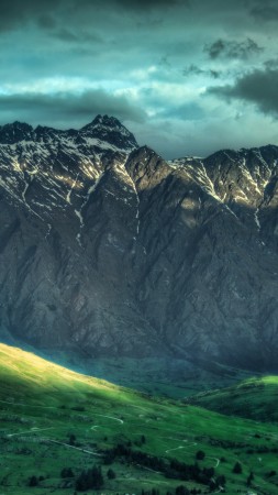 New Zealand, 5k, 4k wallpaper, 8k, mountain, island, clouds, sky, foliage (vertical)