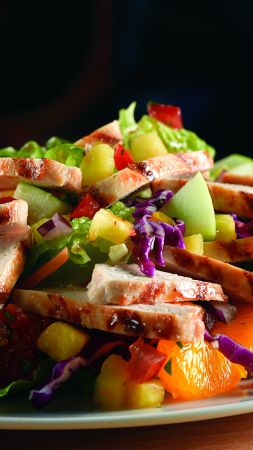 Tropical Chicken Salad, apple, orange, pineapple (vertical)