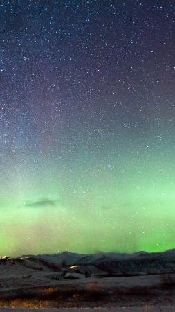 Iceland, 5k, 4k wallpaper, northern lights, mountains, night, stars (vertical)