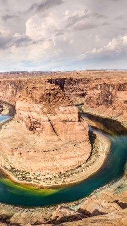 Horseshoe Bend, 4k, 5k wallpaper, 8k, Arizona, USA, rocks, clouds (vertical)