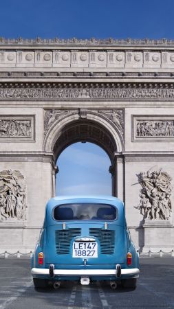 Paris, France, Arc de Triomphe, monument, travel, tourism, car (vertical)