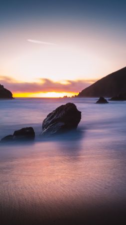 Pfeiffer Beach, 5k, 4k wallpaper, Big Sur, California, USA, Best Beaches in the World, travel, tourism, Sunset (vertical)