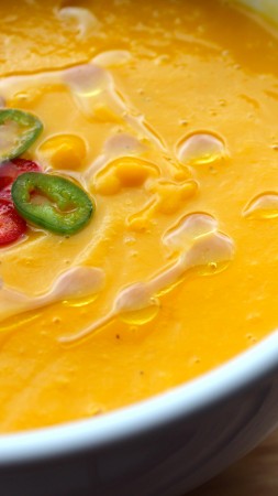 soup, cream, sour cream, pumpkin, chilli pepper (vertical)