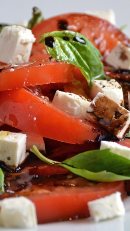 tomatoes, feta cheese, fresh herbs, balsamic (vertical)