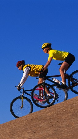 bicycle, blue, sky (vertical)