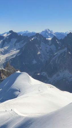 Aiguille du Midi, 4k, 5k wallpaper, French Alps, Europe, tourism, travel, snow, mountain (vertical)