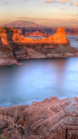 Lake, 4k, HD wallpaper, Sunset, Powell, Alstrom Point (vertical)