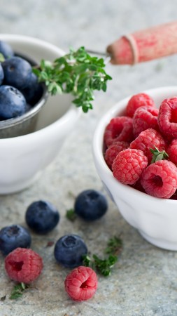 raspberries, blueberries (vertical)