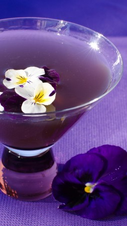 cocktails, sangria, tequila, flowers, violet (vertical)