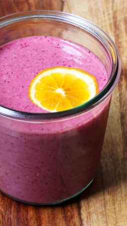 smoothies, blueberry, orange (vertical)