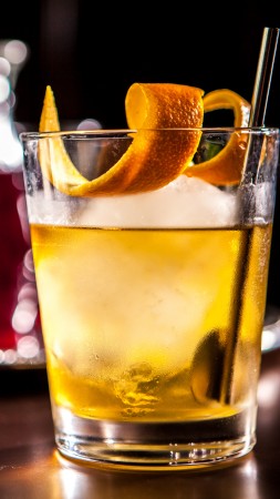 cocktails, whiskey, ice, orange,  (vertical)