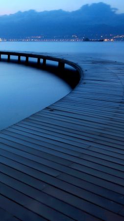 lake, 4k, 5k wallpaper, evening, pier (vertical)