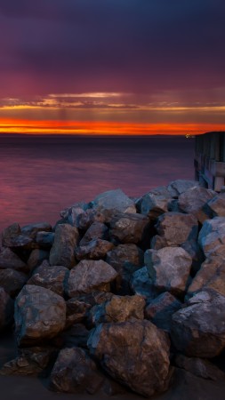 Seattle, 4k, HD wallpaper, 5k, Alki, beach, sunset, sunrise, sea, ocean, water (vertical)