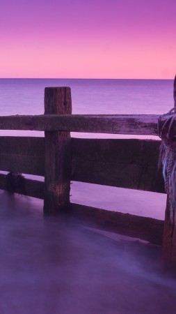 docks, 4k, HD wallpaper, abandoned, Seven Sisters Country Park, England, purple, pink, sunrise, sunset, sea, ocean, water, clear sky (vertical)