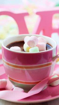 Valentine's Day, romatic, cup, coffee, rose, love (vertical)